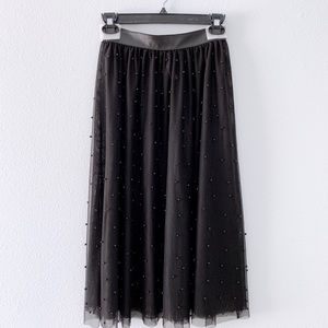 Victoria’s Secret faux pearl tulle midi skirt